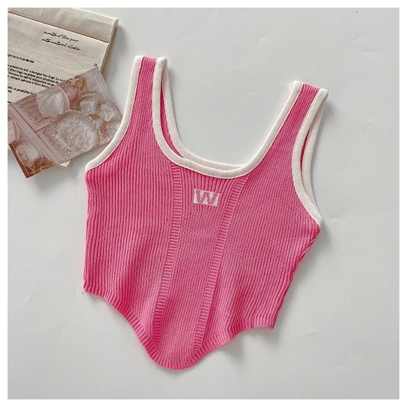 Кроп топ "W" розов