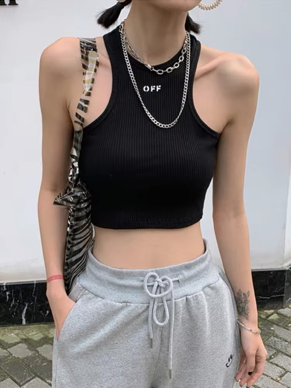 Кроп топ "OFF" черен